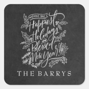 Chalkboard Happiest Holidays Sticker