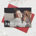 Chalkboard Happy Howlidays Typography Pet Holiday<br><div class="desc">Feature your adorable pets on your holiday cards with this modern,  playful and festive pet holiday flat card. It features white modern typography with dog paws accent with faux chalkboard background. Other colours and similar items are available.</div>