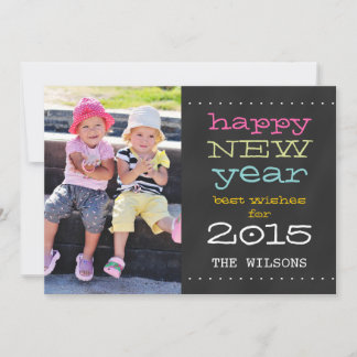 Chalkboard Happy New Year 2015 Holiday Photo Card
