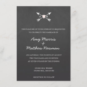 Chalkboard Heart + Arrows   Wedding Invitations