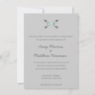 Chalkboard Heart + Arrows   Wedding Invitations