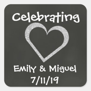 Chalkboard Heart Celebration Wedding Favour Sticke Square Sticker