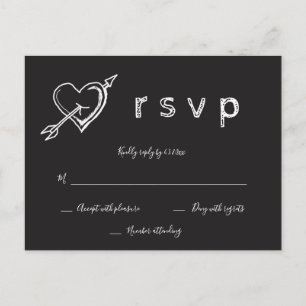 Chalkboard heart rustic wedding rsvp postcards