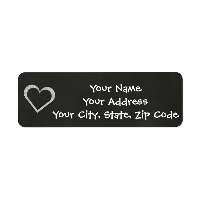 Chalkboard Heart Wedding Address Label (Front)