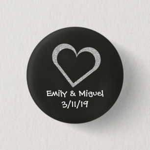 Chalkboard Heart Wedding Button Badge Favour