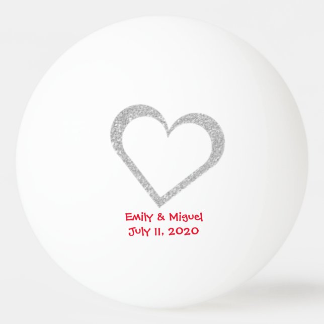 Chalkboard Heart Wedding Favour Ping Pong Ball (Front)
