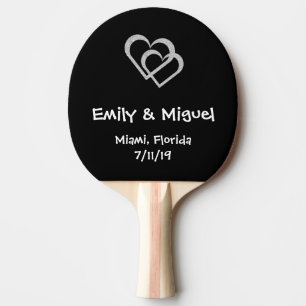 Chalkboard Heart Wedding Favour Table Tennis Bat Ping Pong Paddle