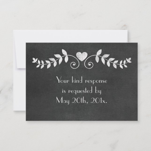 Chalkboard Heart Wedding RSVP Card (Front)