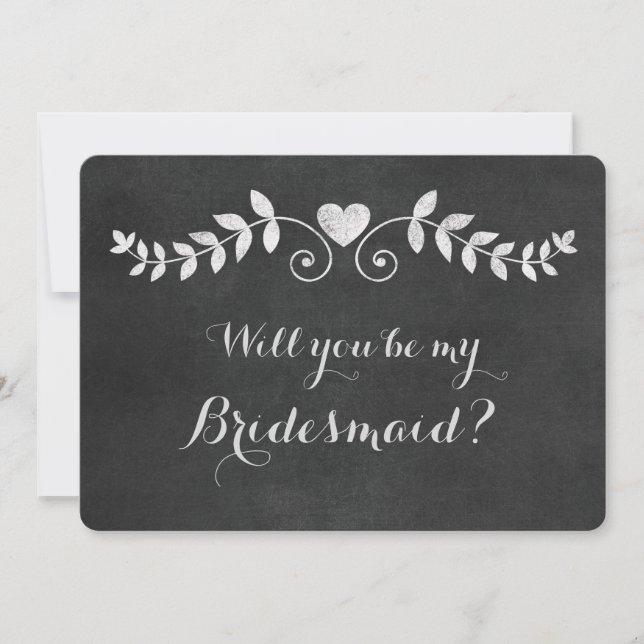 Chalkboard Heart Will You Be My Bridesmaid Card (Front)