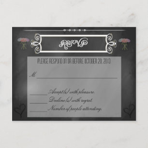 Chalkboard Hearts and Flowers RSVP Card
