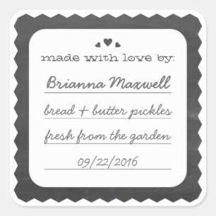 Chalkboard Hearts Food Gift Label Square Sticker