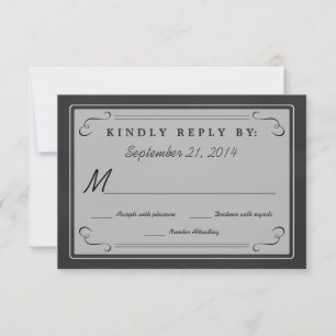 Chalkboard Hearts Monogram RSVP Card