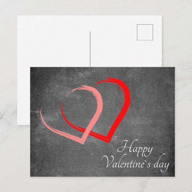 Chalkboard Hearts Valentine`s Day Elegant Holiday Postcard (Front/Back)
