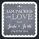 Chalkboard Hearts Wedding Favour Jam Jar Sticker<br><div class="desc">The perfect finishing touch for a food wedding favour, this chalkboard and white label is a delightful mix of chic and rustic and would look great on a preserves jar tied with coordinating ribbon or string. Don't forget to personalise with your name, event date and even a custom saying. You...</div>