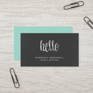 Chalkboard Hello Business Cards / Aqua