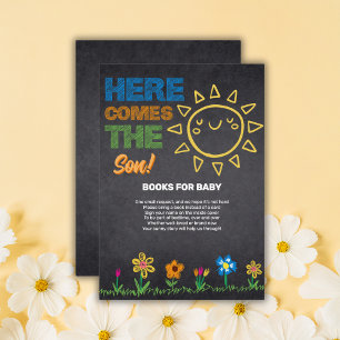 Chalkboard Here Comes The Son Baby Shower Enclosure Card