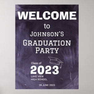 Chalkboard High School Grad Party Welcome Sign
