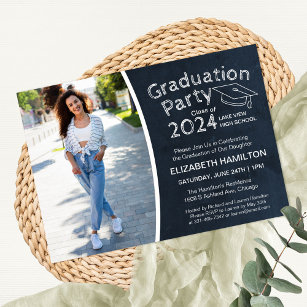 Chalkboard High School Photo Graduation Party Invitation