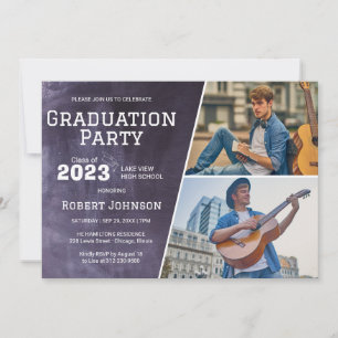 Chalkboard High School Photo Graduation Party Invitation