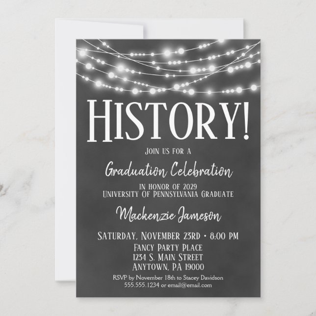 Chalkboard History Graduation Party Invitation (Front)