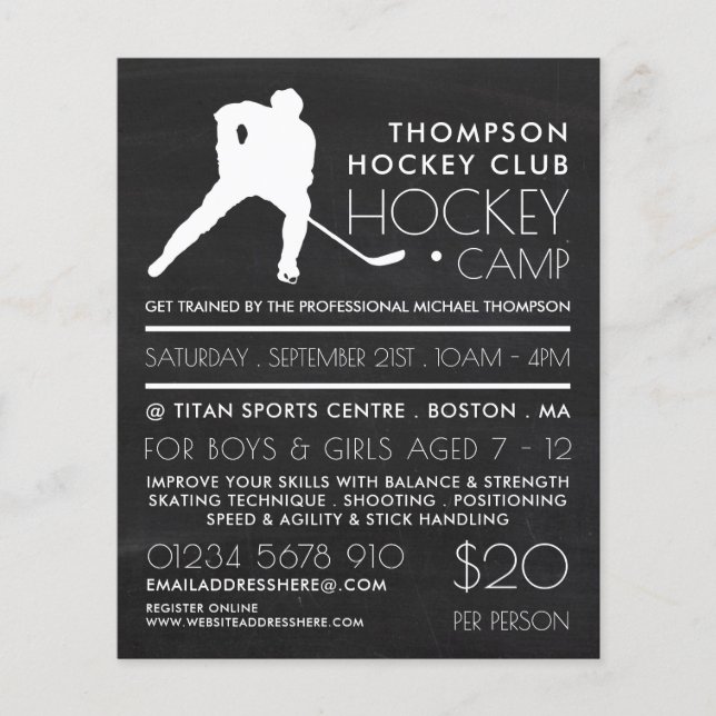 Chalkboard, Hockey Camp Advertising Flyer (Front)
