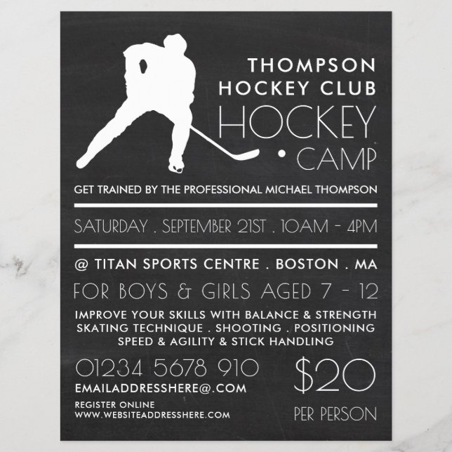 Chalkboard, Hockey Camp Advertising Flyer (Front)