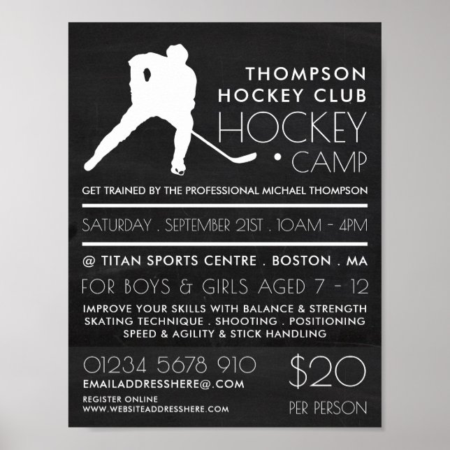Chalkboard, Hockey Camp Advertising Poster (Front)