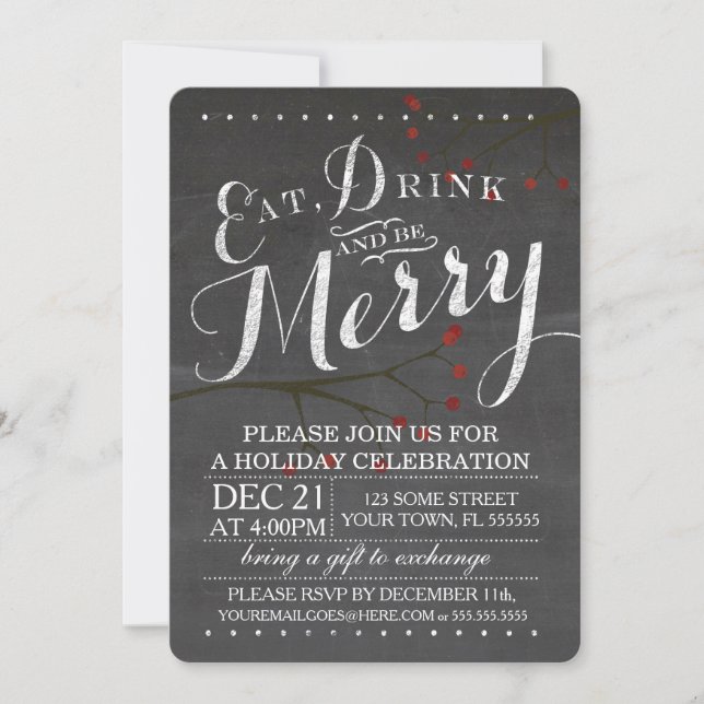 Chalkboard Holiday Christmas Party Invitation (Front)