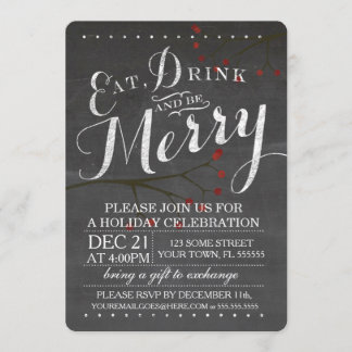Chalkboard Holiday Christmas Party Invitation