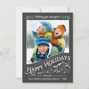 Chalkboard Holiday Christmas Photo Flat Card