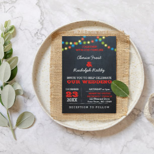 Chalkboard Holiday Lights Wedding Invitation