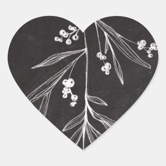 Chalkboard Holiday Mistletoe - Christmas Heart Sticker (Front)