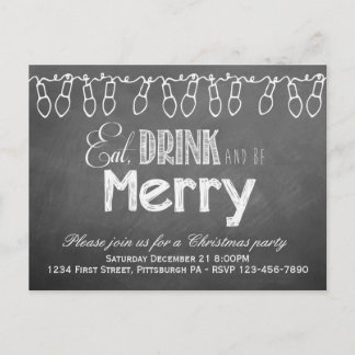 Chalkboard Holiday Party Postcard Invitation
