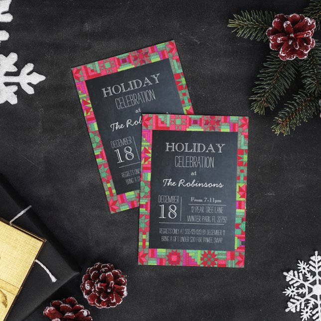 Chalkboard Holiday Quilt Party Invitation (Creator Uploaded)