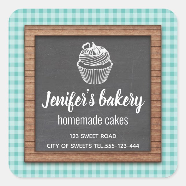 Chalkboard Homemade cupcakes and treats Square Sticker (Front)