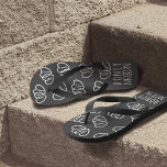 Chalkboard Honeymoon Heart Monogram Black Flip Flops<br><div class="desc">If you're off on a road trip, a romantic cruise for two or a beach hut hide-a-way, pop a pair (or two) of these chalkboard honeymoon hearts flip flops in your luggage - they won't take up too much space. A lovely gift for the newlyweds that can be personalised with...</div>