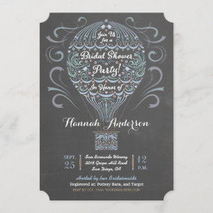 Chalkboard Hot Air Balloon Bridal Shower Invite