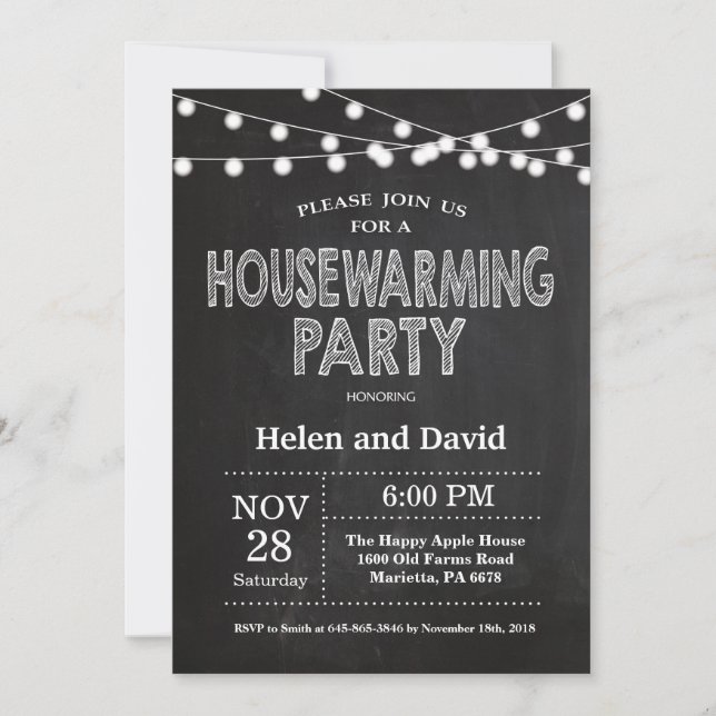 Chalkboard Housewarming Party Home Sweet Home Invitation (Front)