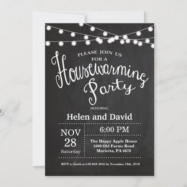 Chalkboard Housewarming Party Home Sweet Home Invitation (Front)