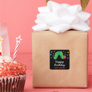 Chalkboard Hungry Caterpillar   Happy Birthday Square Sticker