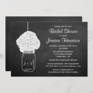 Chalkboard Hydrangea Mason Jar Bridal Shower Invitation
