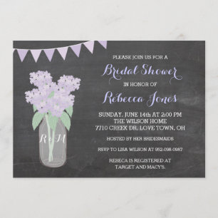 Chalkboard Hydrangea Mason Jar BridalShower Invite