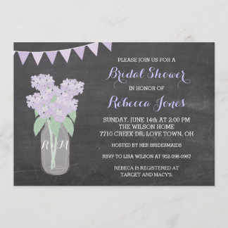 Chalkboard Hydrangea Mason Jar BridalShower Invite