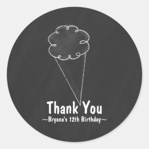 Chalkboard Ice Cream Birthday Party Favour Sticker