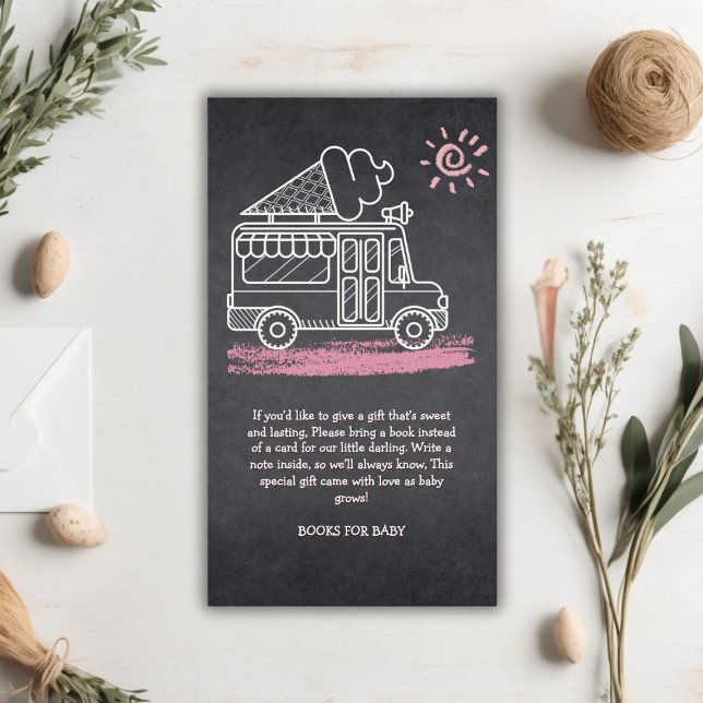 Chalkboard Ice Cream Truck Baby Shower Enclosure Card (Creator Uploaded)