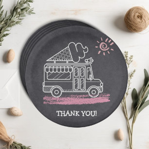 Chalkboard Ice Cream Truck Baby Shower Paper Plate