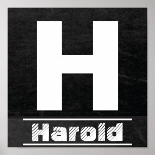 Chalkboard Initial  H   Personalise Poster