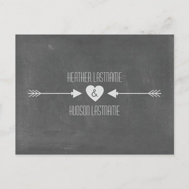 Chalkboard Inspired Arrows Save The Date - White Announcement Postcard (Front)