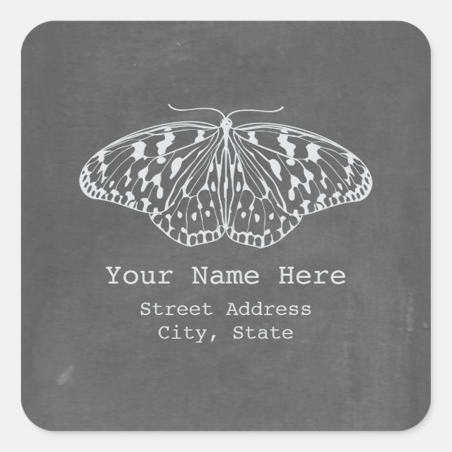 Chalkboard Inspired Butterfly Address Sticker (Front)