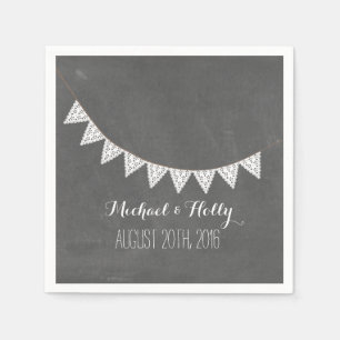 Chalkboard Inspired Eyelet Bunting Wedding Napkins